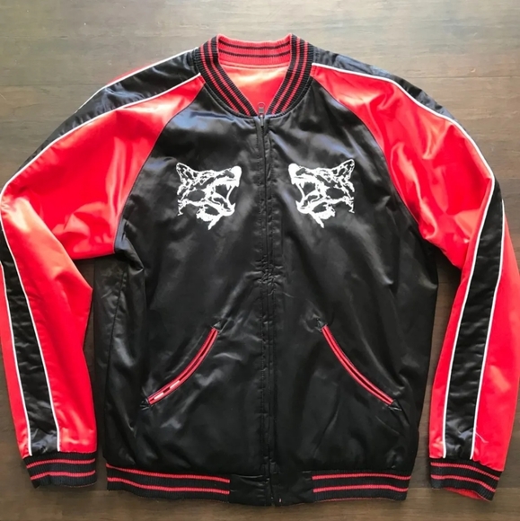 Diesel Reversible Satin Venice Wolf Bomber Jacket Medium - Picture 2 of 4